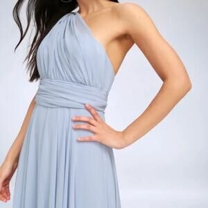 NWT Lulu’s Convertible Maxi Dress ice blue chiffon ethereal fairy wedding prom S